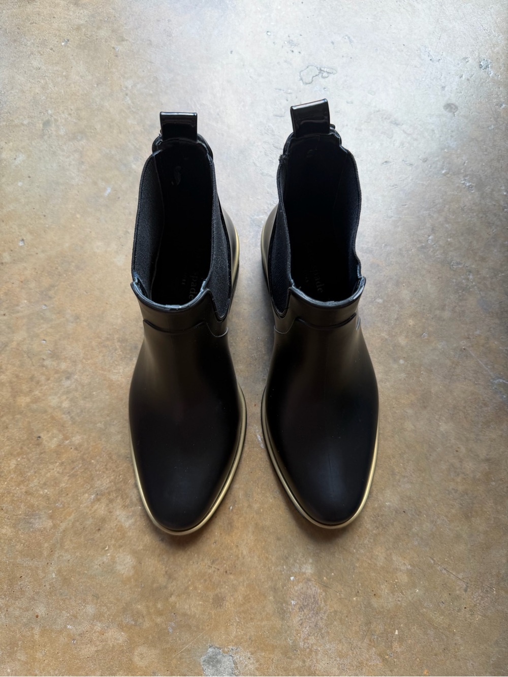 kate spade Black Chelsea Ankle Boots with Gold-Trim Sole